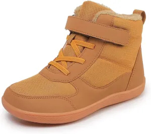 SECHRITE Toddler Kids Wide Barefoot Winter Boots High Top Girls Boys Warm Snow Boots Waterproof Non-Slip Minimalist Boots| Natural Growth