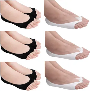 seven wolves Womens Peep Toe Socks 6 Pairs, Toeless Cotton No Show Socks Non Slip Shoe Liner
