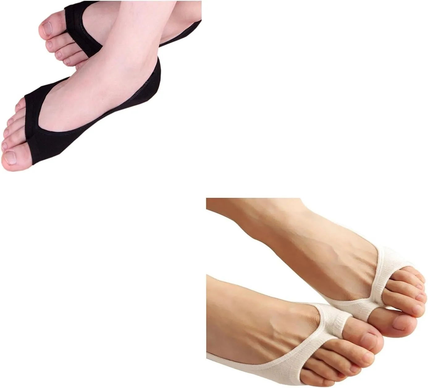 seven wolves Womens Peep Toe Socks 6 Pairs, Toeless Cotton No Show Socks Non Slip Shoe Liner