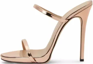 Sexy Open Toe women's sandals Platform Stiletto Gold heels Silver Women Two Straps Mules Slip on Slingback Party Prom Evening Dance Shoes
