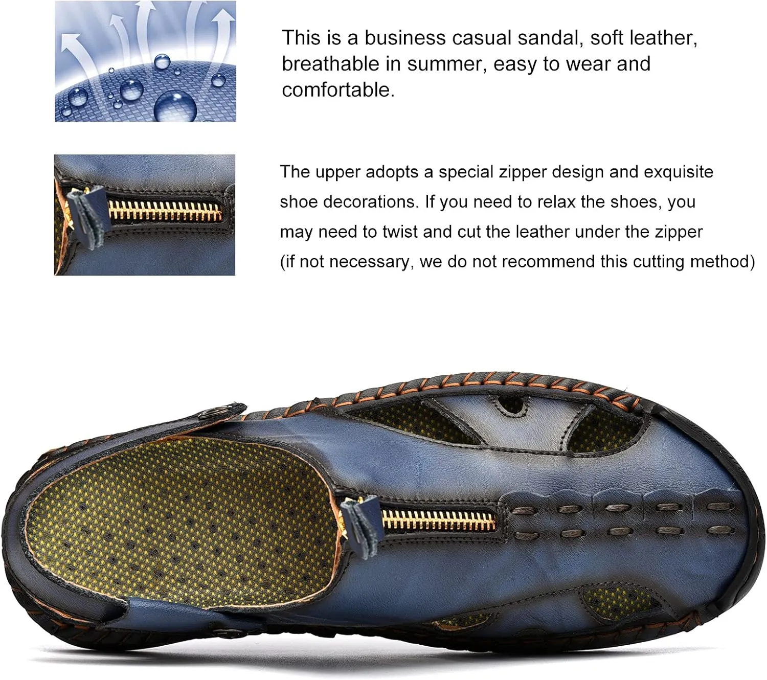 Shaire Men'S Sandals Outdoor Leather Closed Toe Beach Shoes