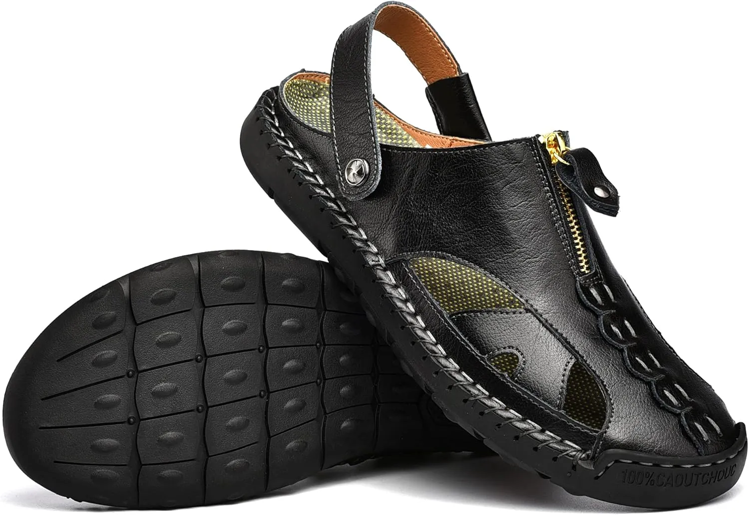 Shaire Men'S Sandals Outdoor Leather Closed Toe Beach Shoes