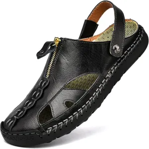 Shaire Men'S Sandals Outdoor Leather Closed Toe Beach Shoes