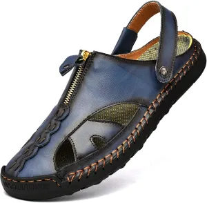 Shaire Men'S Sandals Outdoor Leather Closed Toe Beach Shoes