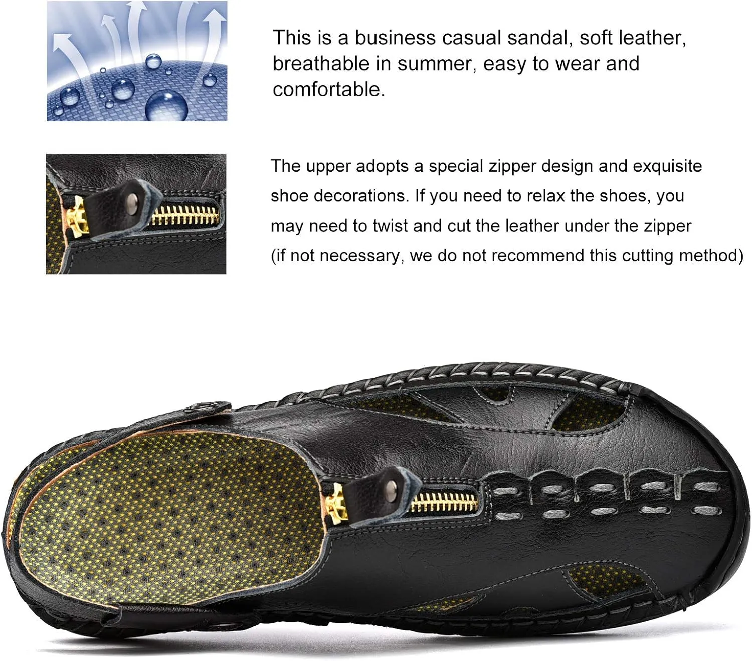 Shaire Men'S Sandals Outdoor Leather Closed Toe Beach Shoes