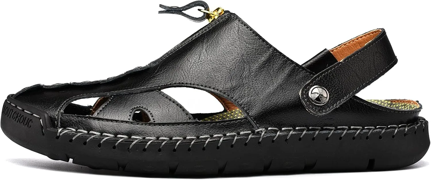 Shaire Men'S Sandals Outdoor Leather Closed Toe Beach Shoes