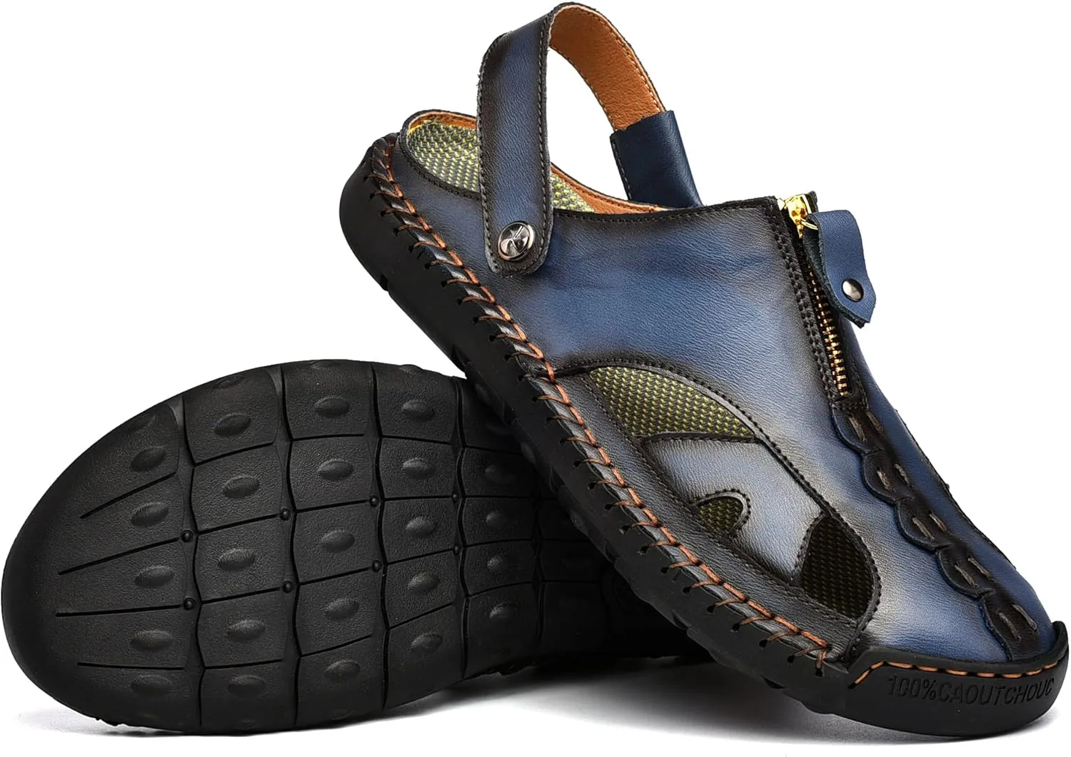 Shaire Men'S Sandals Outdoor Leather Closed Toe Beach Shoes