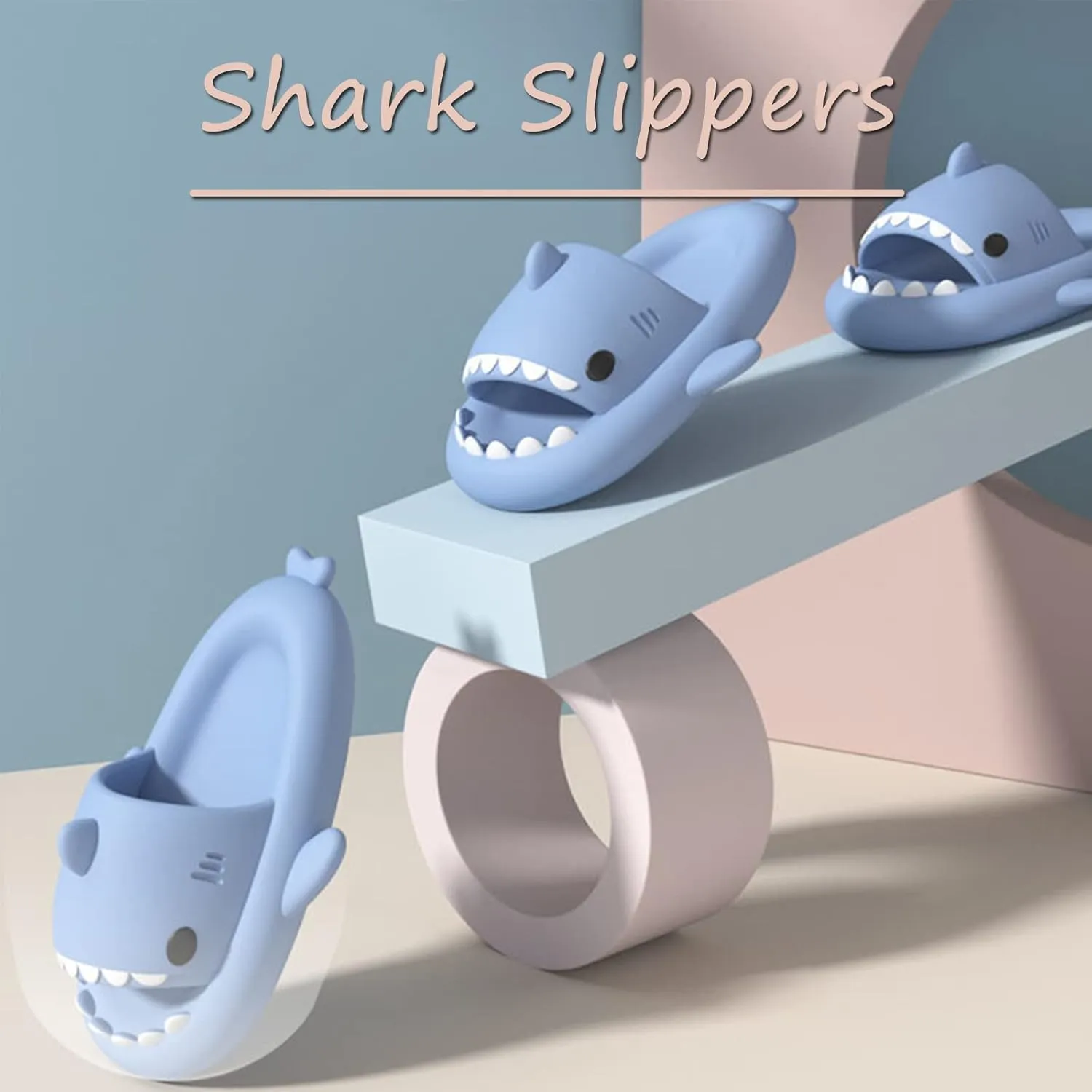 sharllen Shark Sandals Slides for Women Men Cute Novelty Cartoon Anti-Slip Open Toe Slides Summer Lightweight Shark Sandals
