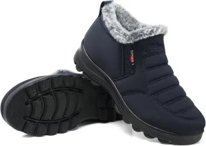 SHIBEVER Winter Boots for Women Snow: Winter Boots Womens Warm Navy Blue Size 8 Insulated Non Slip Casual Walking Comfort Booties