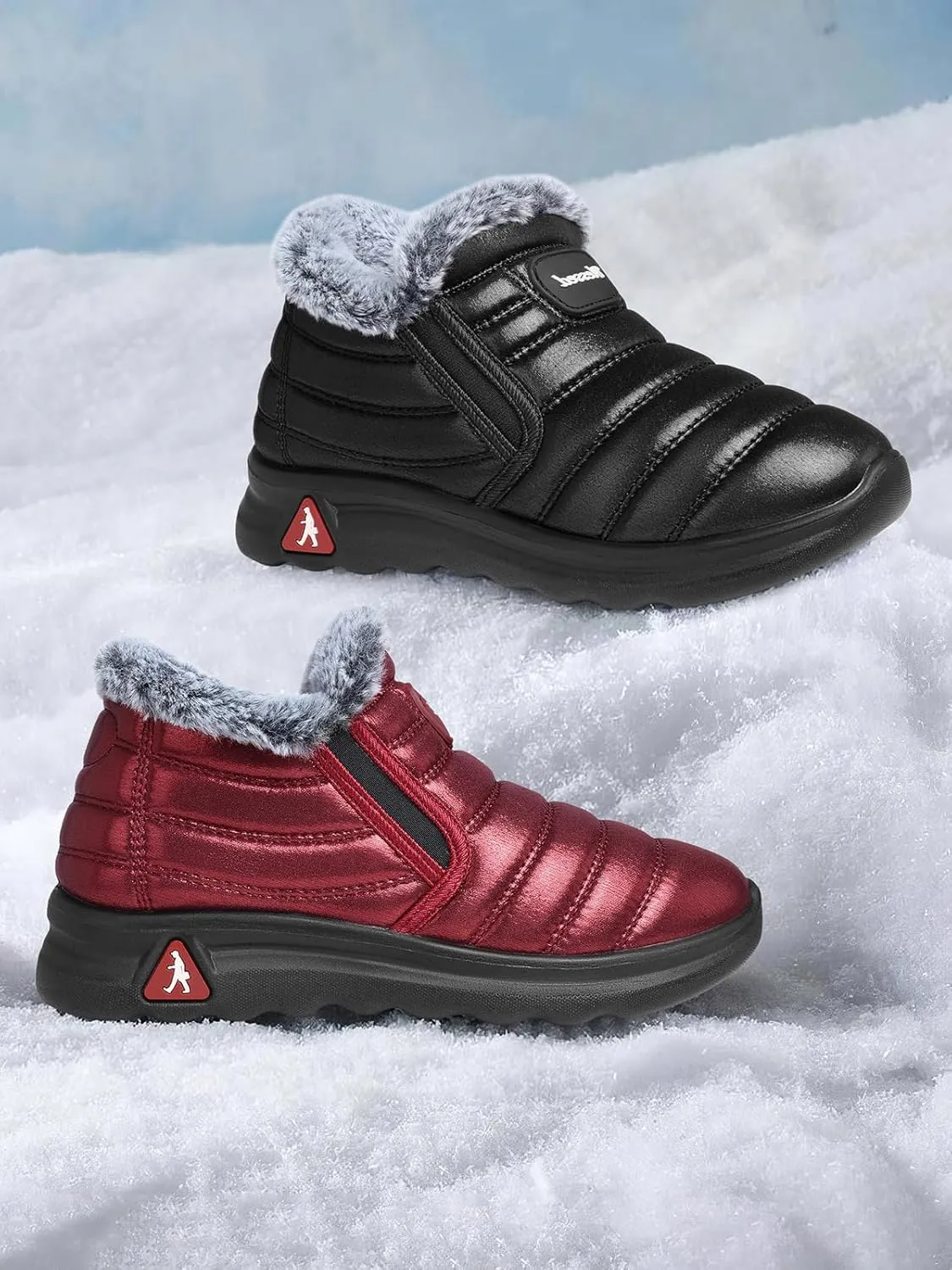 SHIBEVER Women Winter Snow Boots: Womens Waterproof Fur Lined Warm Boot Outdoor Walking Comfortable Slip On Zipper Ankle Booties
