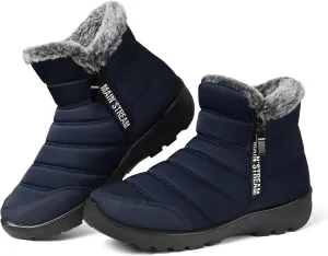 SHIBEVER Women Winter Snow Boots: Womens Waterproof Fur Lined Warm Boot Outdoor Walking Comfortable Slip On Zipper Ankle Booties