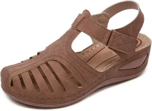 SHIBEVER Women's Wedge Sandals Summer: Closed Toe Sandals for Women Platform Dressy Wedge Size 5-11