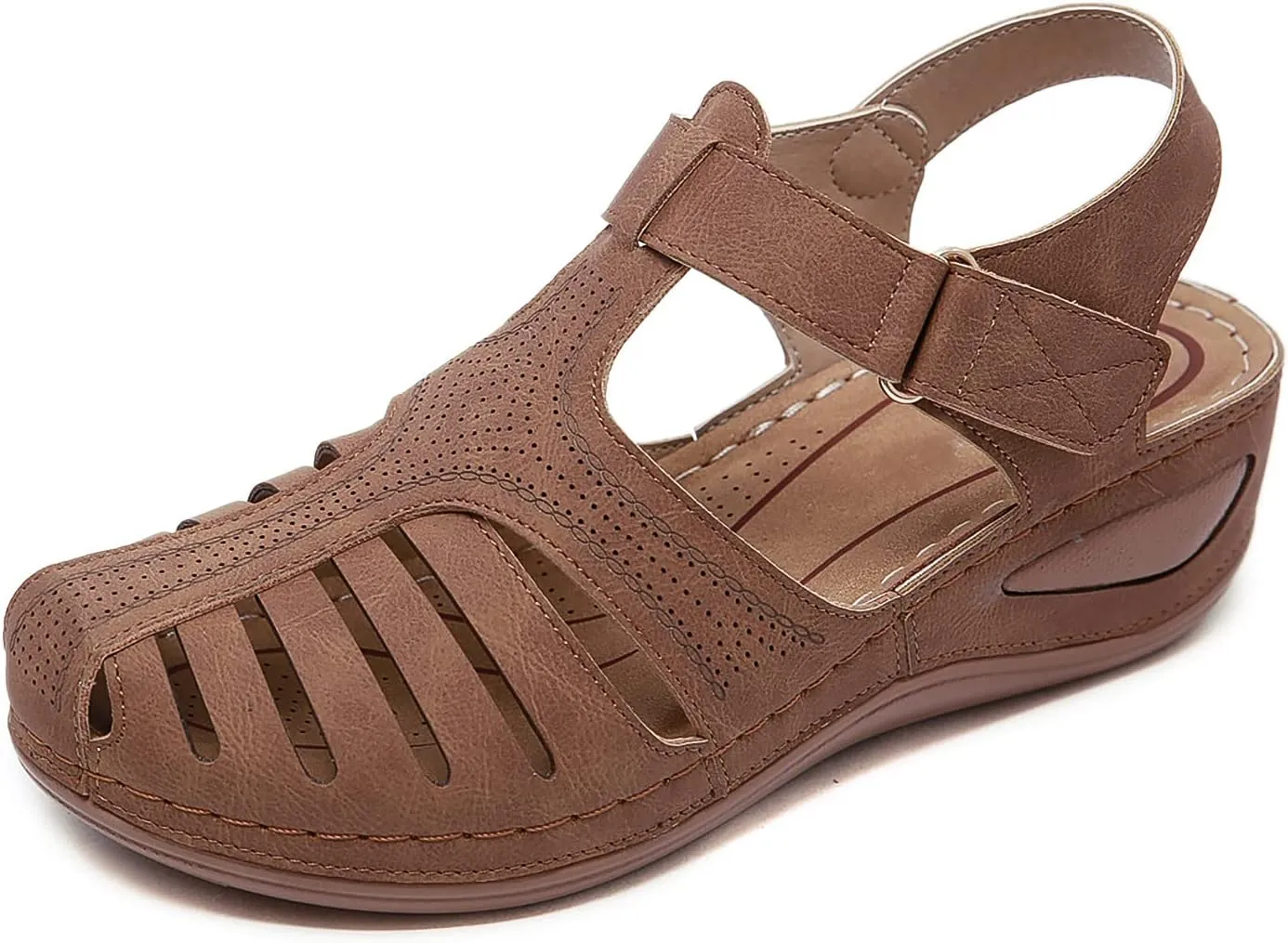 SHIBEVER Women's Wedge Sandals Summer: Closed Toe Sandals for Women Platform Dressy Wedge Size 5-11