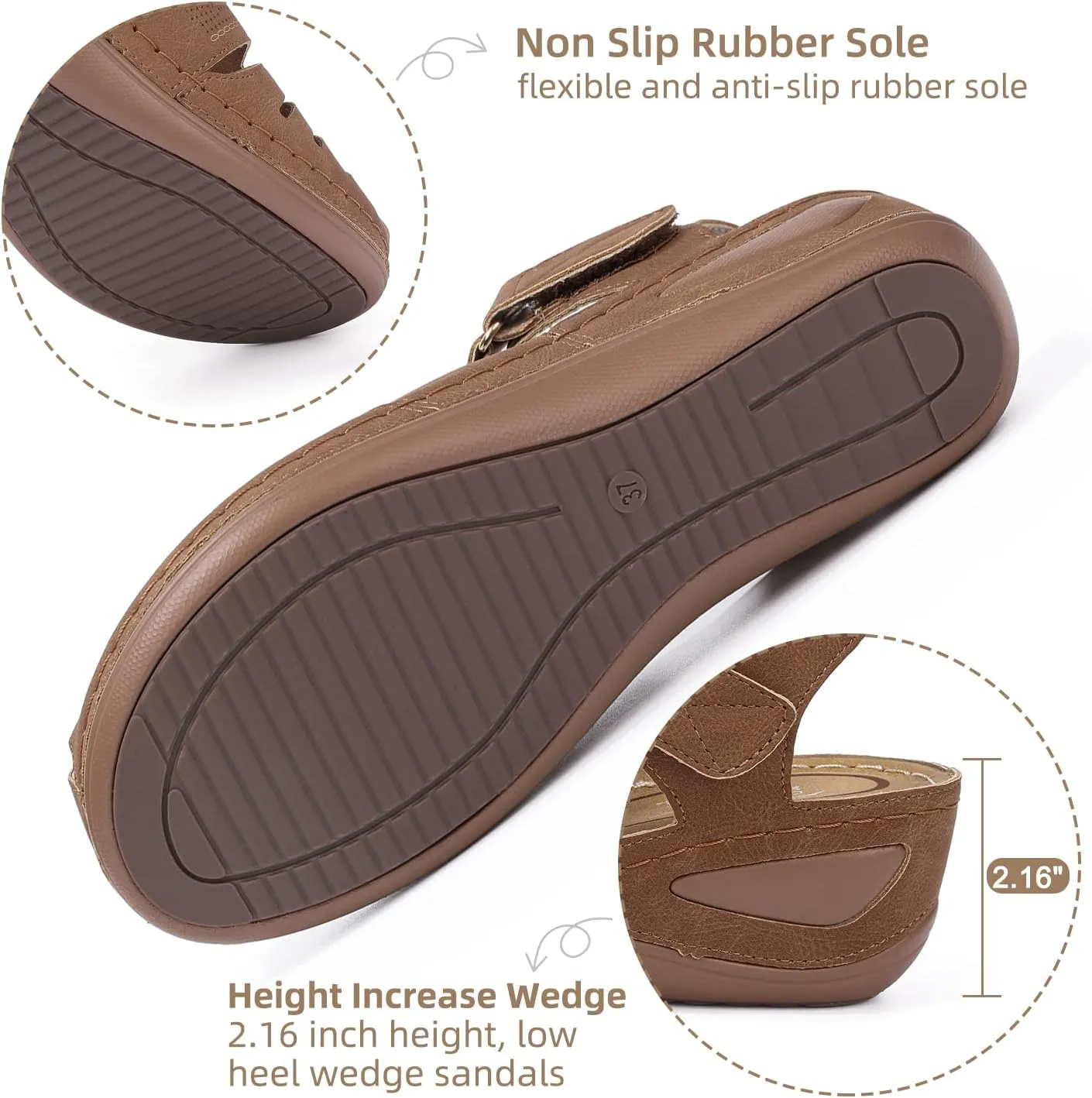 SHIBEVER Women's Wedge Sandals Summer: Closed Toe Sandals for Women Platform Dressy Wedge Size 5-11