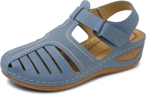 SHIBEVER Women's Wedge Sandals Summer: Closed Toe Sandals for Women Platform Dressy Wedge Size 5-11