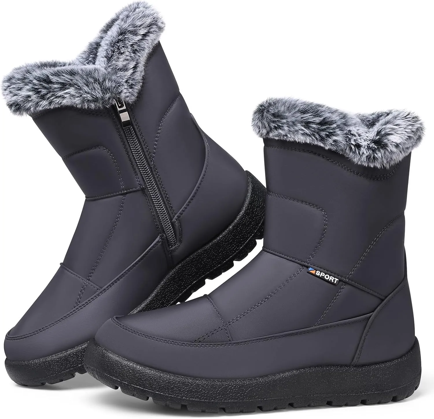 SHIBEVER Womens Winter Boots Warm: Womens Waterproof Snow Boots Ankle Casual Cold Weather Fur Lined Comfortable Booties