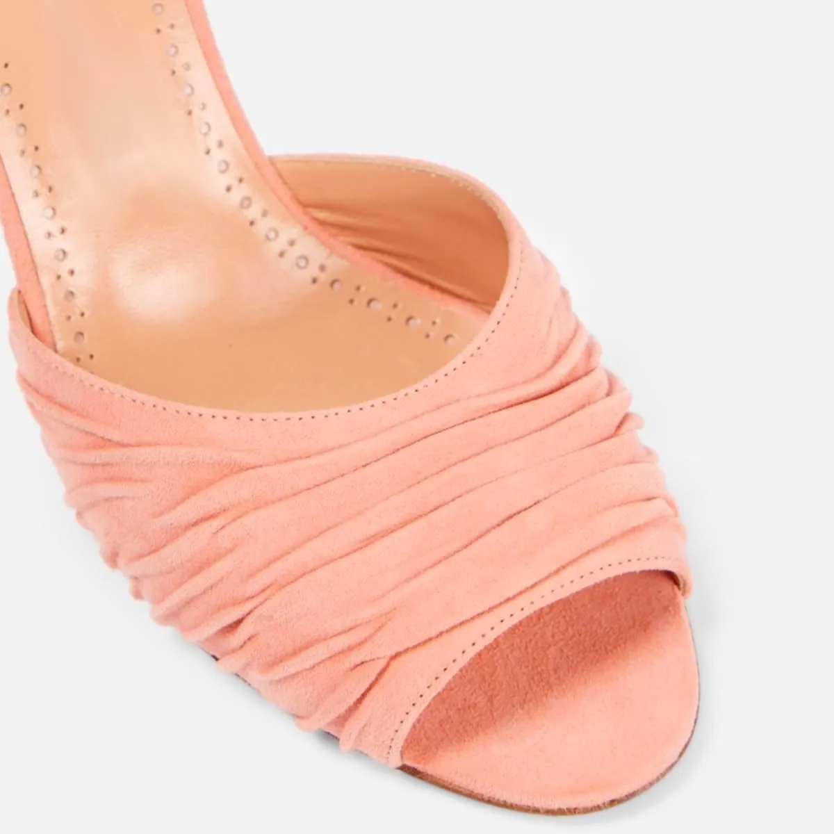 SHODENSE Women Suede Stiletto Heel Mules Evening Open Toe Slip On Mule Sandals Suede Pleated Sexy 3 Inch Stiletto Heeled Sandals Peep Toe Mule Heels Dress Party Wedding 4-11 M US
