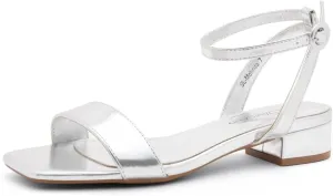 Shoe Land Women's Low Heels Dressy Sandals for 2025-1 Inch Chunky Block Short Heels | Square Open Toe with Adjustable Ankle Strap | Wedding & Party Heeled Sandals