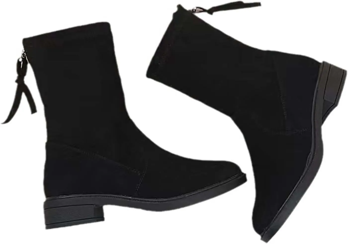 Shoes for Woman Large Size Fringe Back Zipper Short Boots Anti Slip Chunky Heel Snow Boots Classic Outdoor Boots