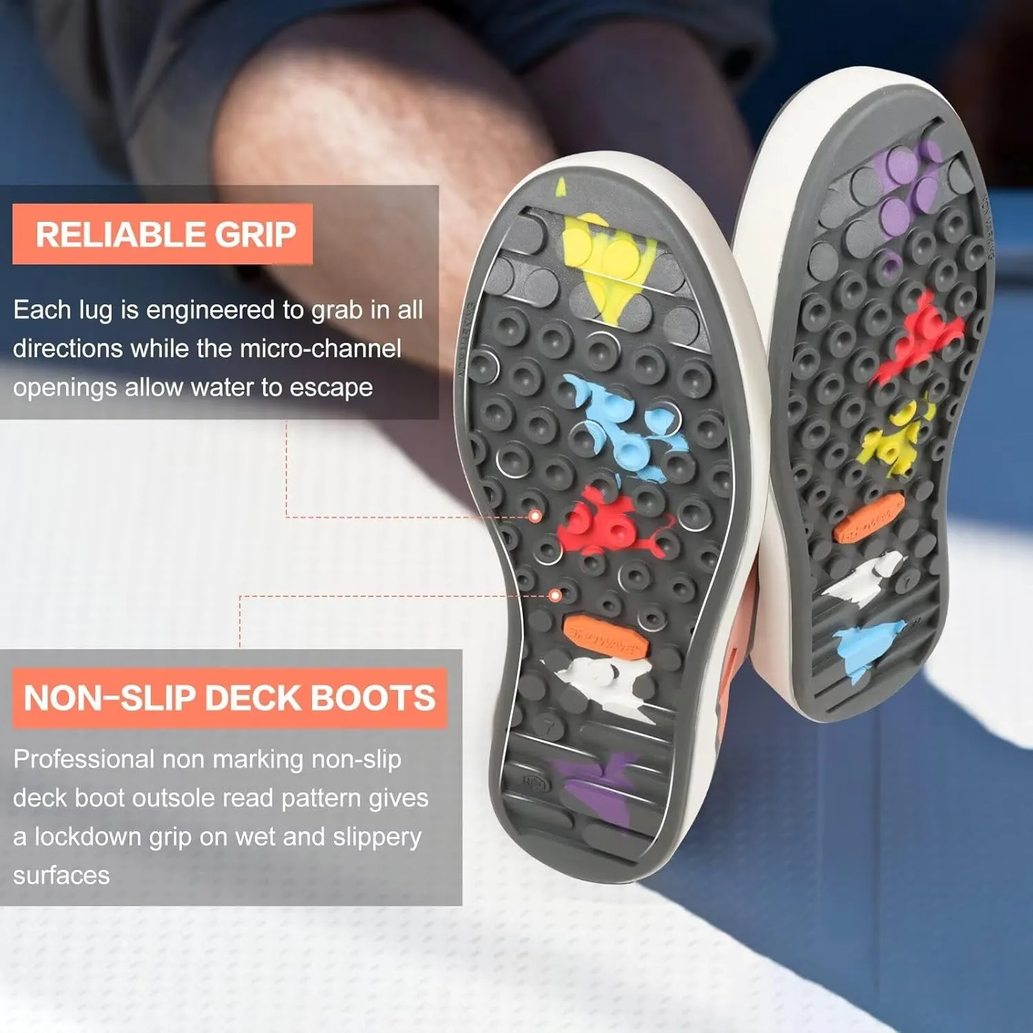 Showave Men’s Deck Boots Waterproof Ankle Saltwater Rain Boot Fishing Rubber Boots Slip On Neoprene Boat Booties Work Sailing Boot For Men