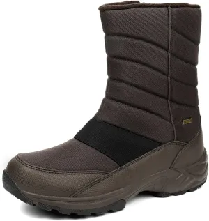 SILENTCARE Mens Winter Mid-Calf Snow Boot Fur Warm Waterproof Slip On Outdoor Athletic