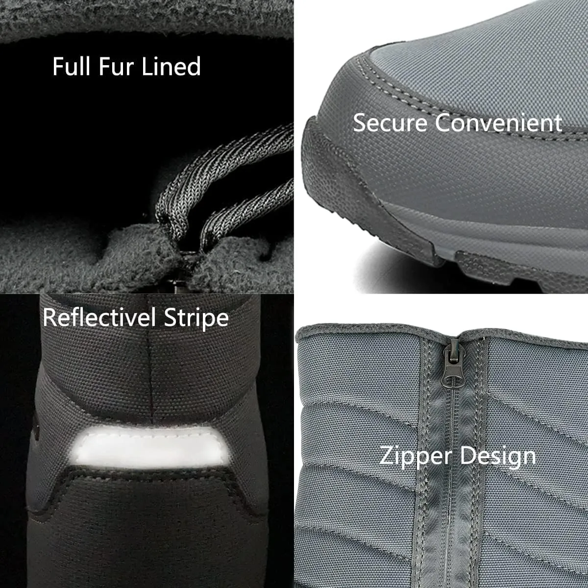 SILENTCARE Mens Winter Mid-Calf Snow Boot Fur Warm Waterproof Slip On Outdoor Athletic