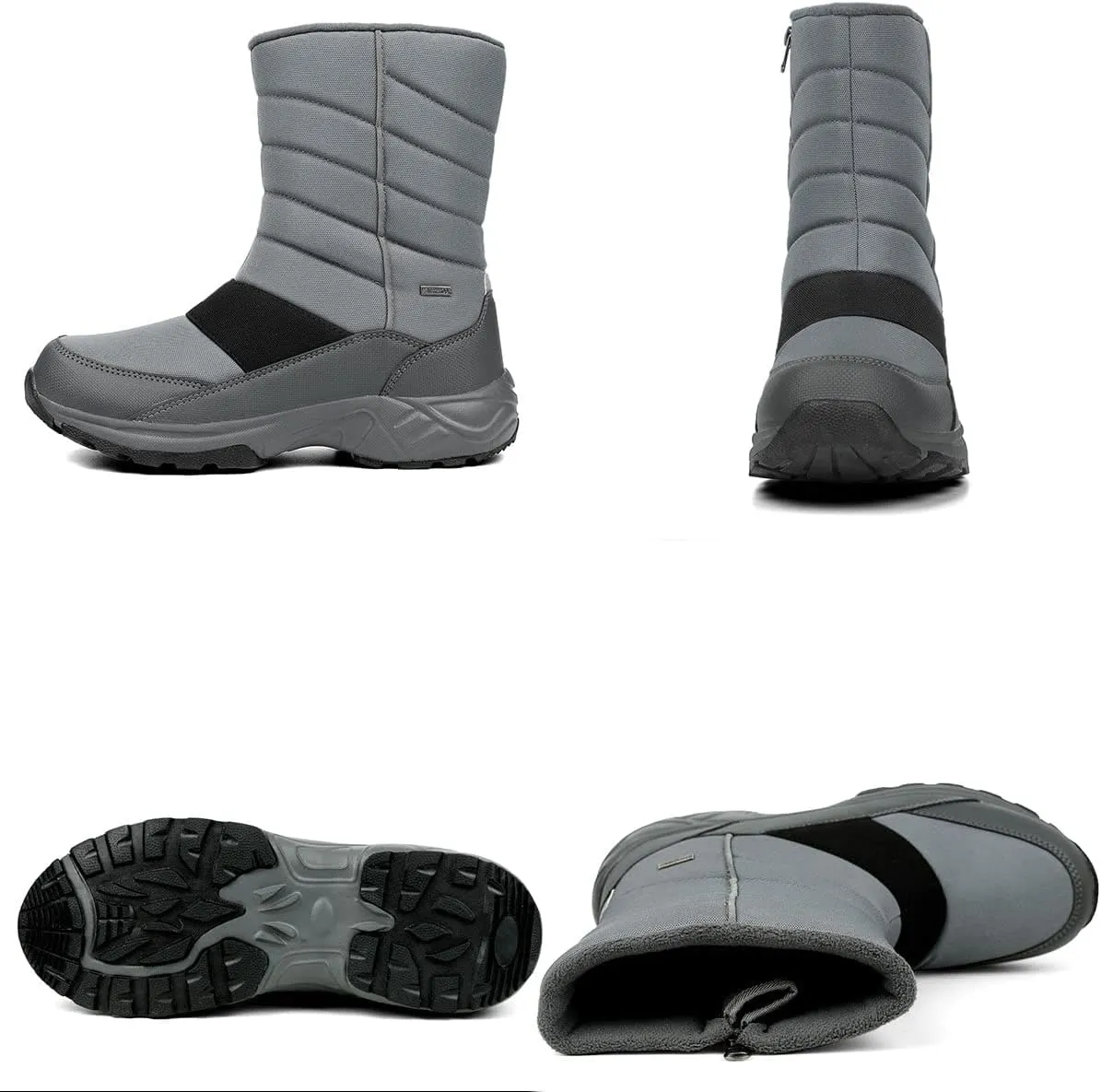 SILENTCARE Mens Winter Mid-Calf Snow Boot Fur Warm Waterproof Slip On Outdoor Athletic