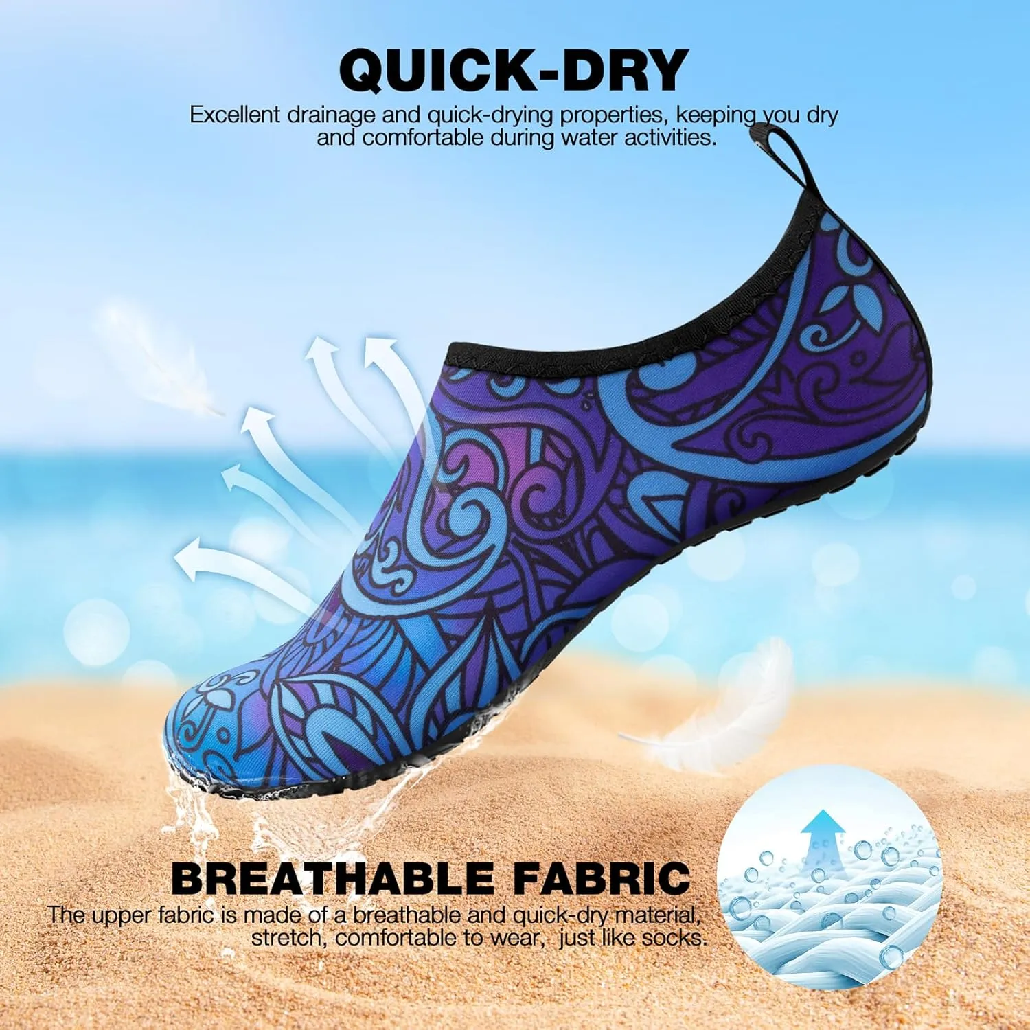SIMARI Water Shoes Women Men Aqua Socks Beach Barefoot Quick Drying Aqua Aerobics Swim Pool Non Slip Outdoor Travel Essentials Surf River Lake Snorkeling Kayak Yoga Adult Youth