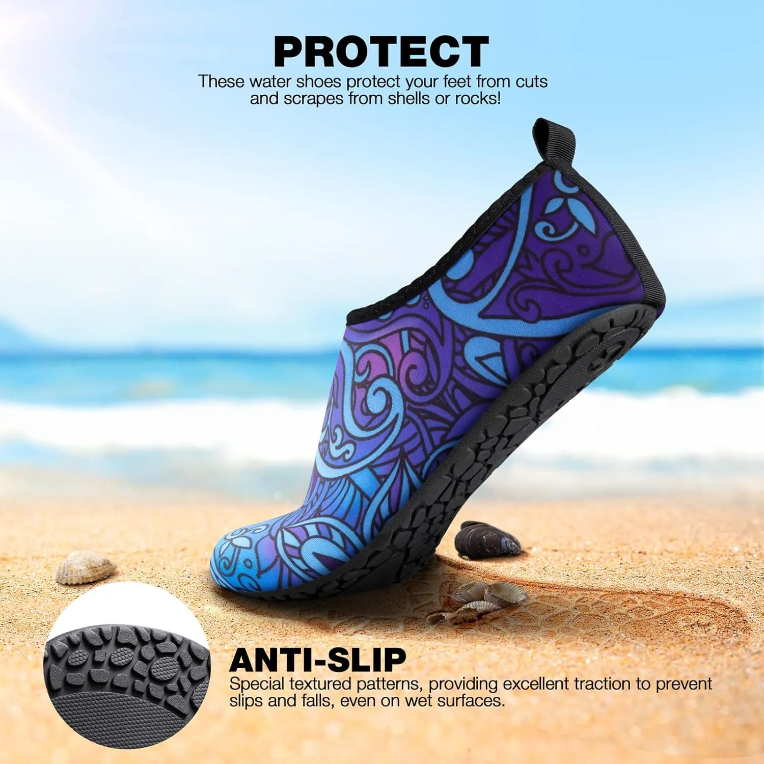 SIMARI Water Shoes Women Men Aqua Socks Beach Barefoot Quick Drying Aqua Aerobics Swim Pool Non Slip Outdoor Travel Essentials Surf River Lake Snorkeling Kayak Yoga Adult Youth