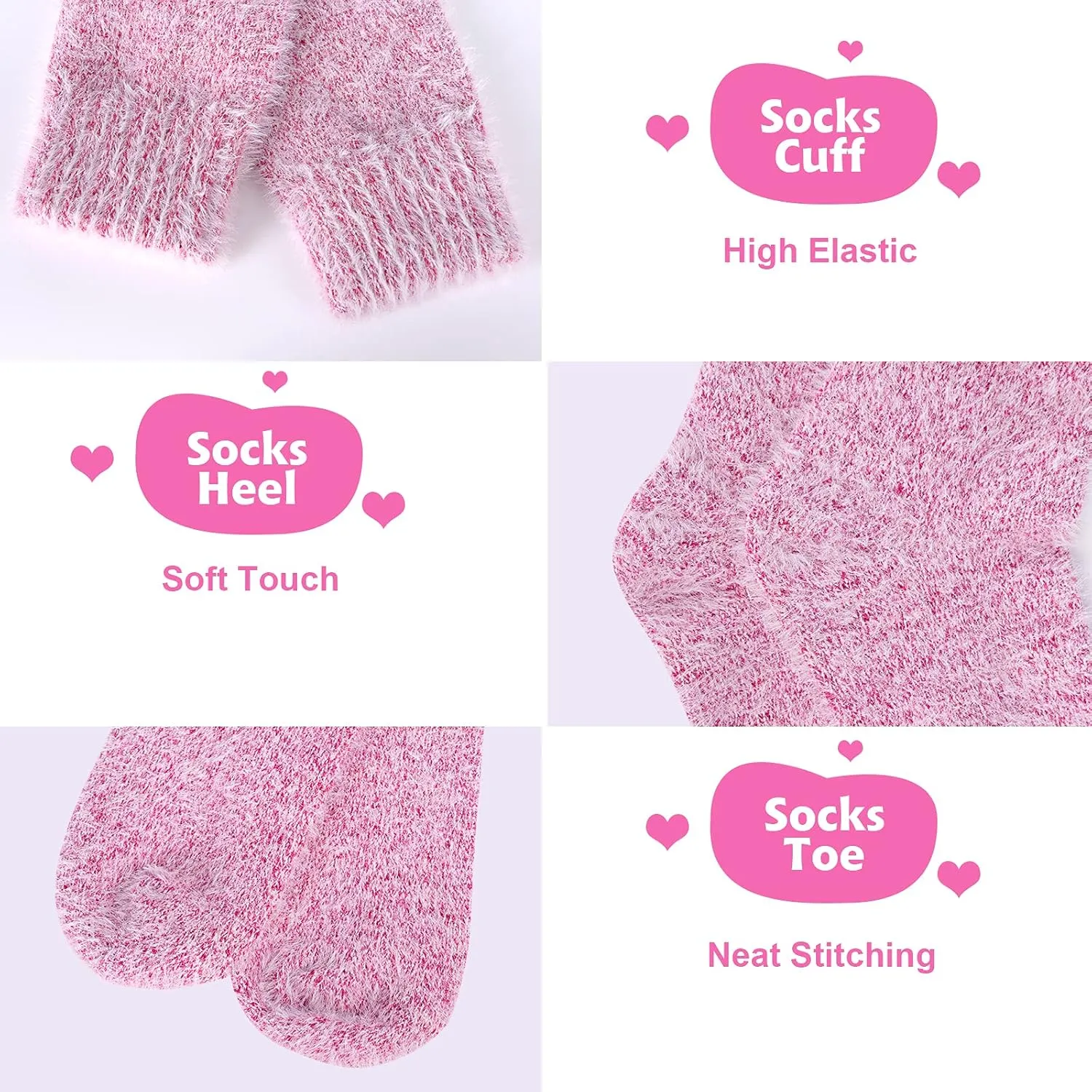 SISOSOCK 5 Pairs Fuzzy Winter Warm Wool Thick Soft Cozy Womens Knit Sleep Socks with Gifts Box
