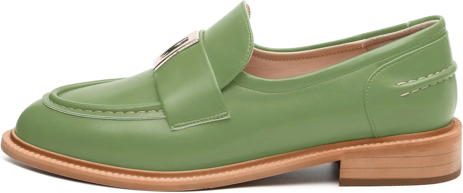 SKYSTERRY Loafers for Women Penny Loafers with Round Toe Low Chunky Block Heels Comfortable Women Loafers Shoes for Work Party Dating Shopping