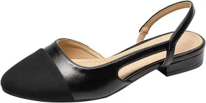 Slingback Flats for Women Closed Toe Office Work Shoes Comfortable Sandals Soft Breathable Casual Sandals Dressy Flat Sandal for Wedding Pumps Formal Summer Shoes