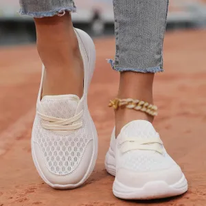 Slip On Orthopedic Sneakers for Women Soft Sole Mesh Comfort Arch Support Shoes Lightweight Wide Width Non Slip Shoes Woven Low Top Walking Shoe Summer Casual Sneaker