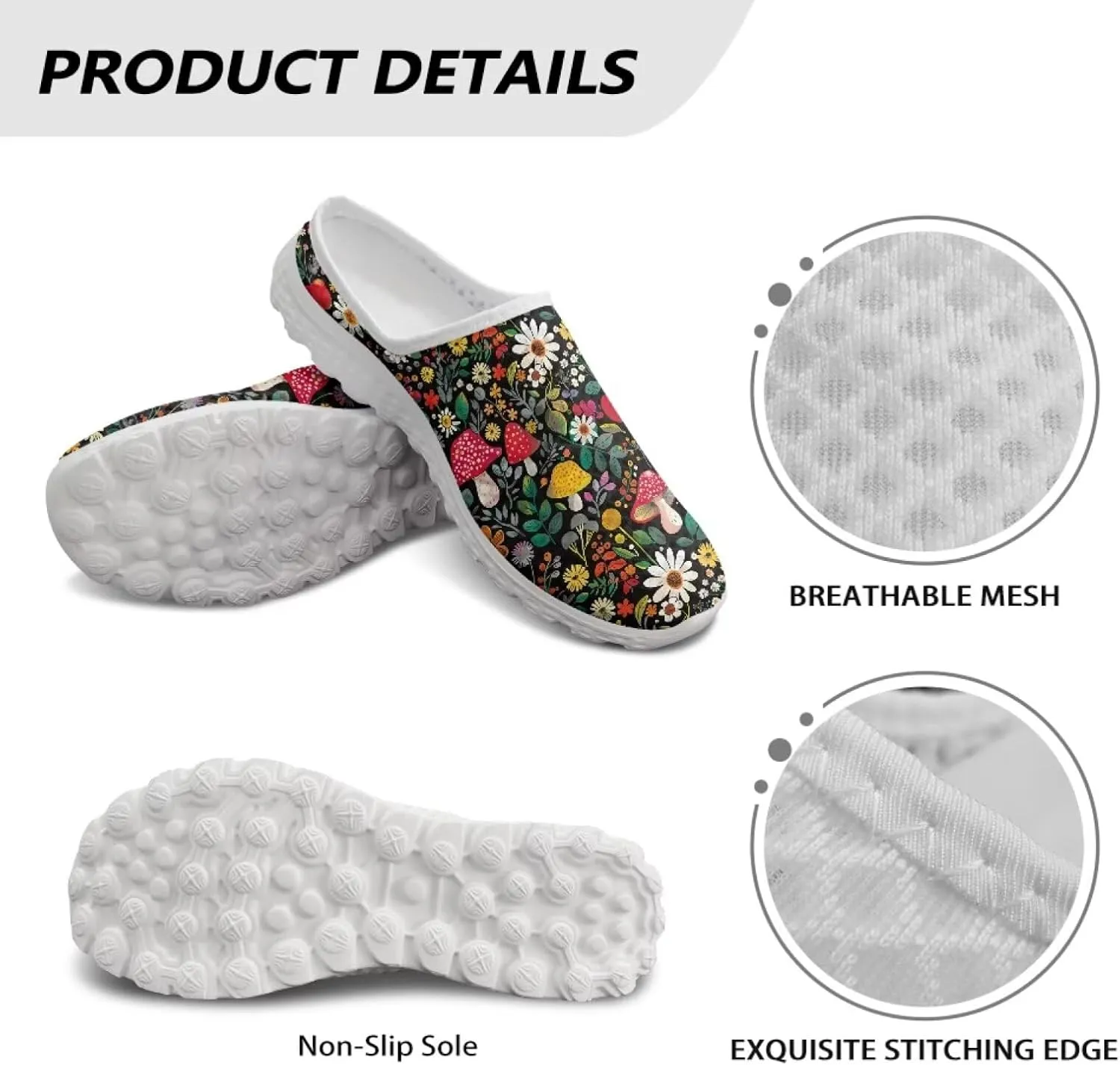 Slip On Shoes Women Barefoot Water Shoes Casual Mesh Flats Mules with Non Slip Sole Lightweight Closed Toe Slides for Outdoor
