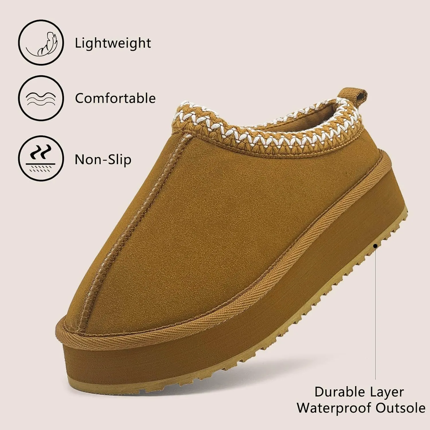 Slippers for Women Platform Mini Boots Comfy Faux Fur Fuzzy Cozy Warm Winter Mules Fluffy House Shoes Indoor and Outdoor