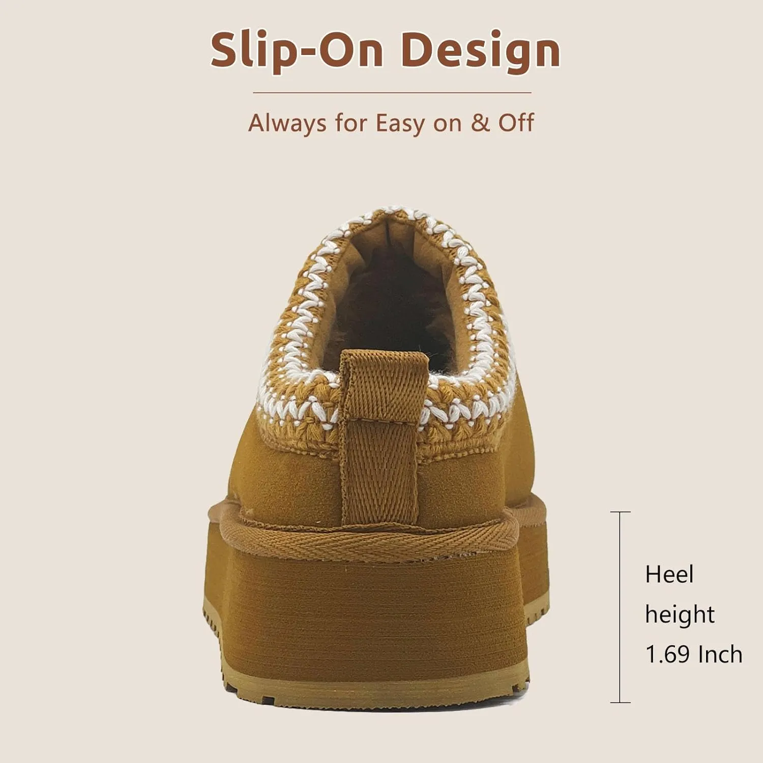 Slippers for Women Platform Mini Boots Comfy Faux Fur Fuzzy Cozy Warm Winter Mules Fluffy House Shoes Indoor and Outdoor