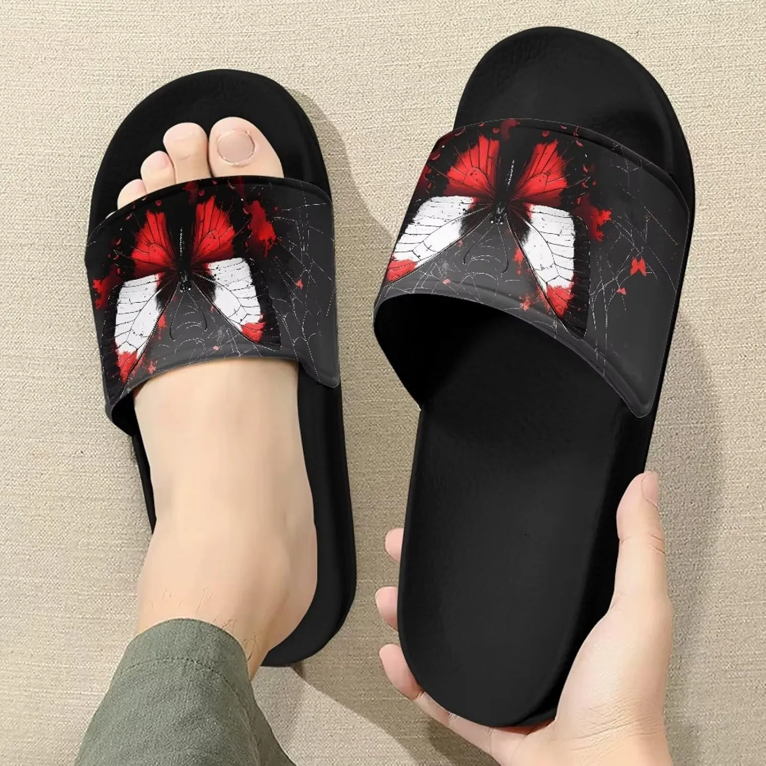 Slippers Sandals for Women EVA Flat Slides Anti-Slip House Shower Shoes Indoor Outdoor Open Toe Spa Pool Slides SizeUS 6-13.5