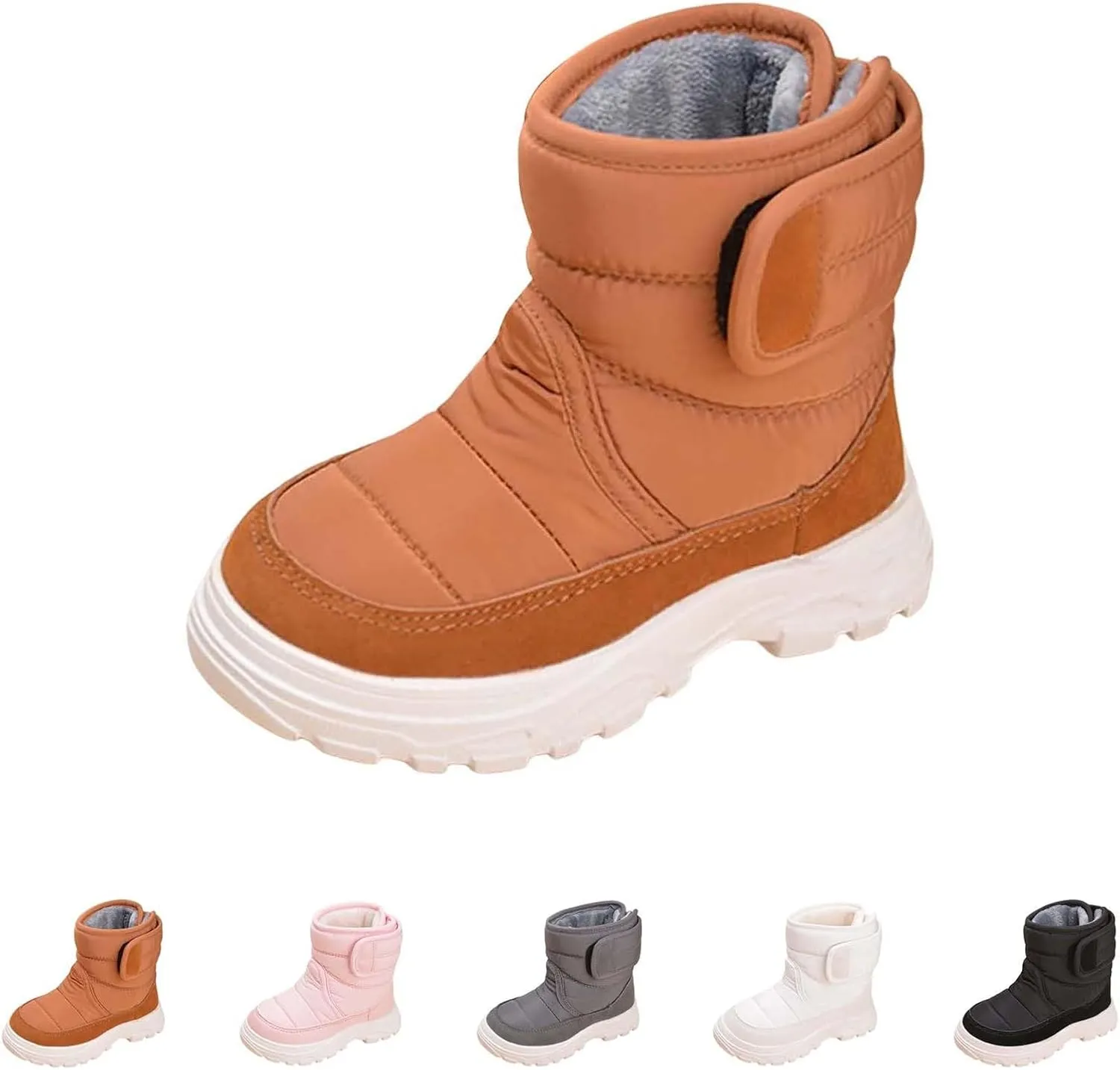 Snow Boots for Kids Boys Girls Winter High Top Non-Slip Shoes Cold Weather Faux F𝘂r Lined Outdoor Sport Sneaker