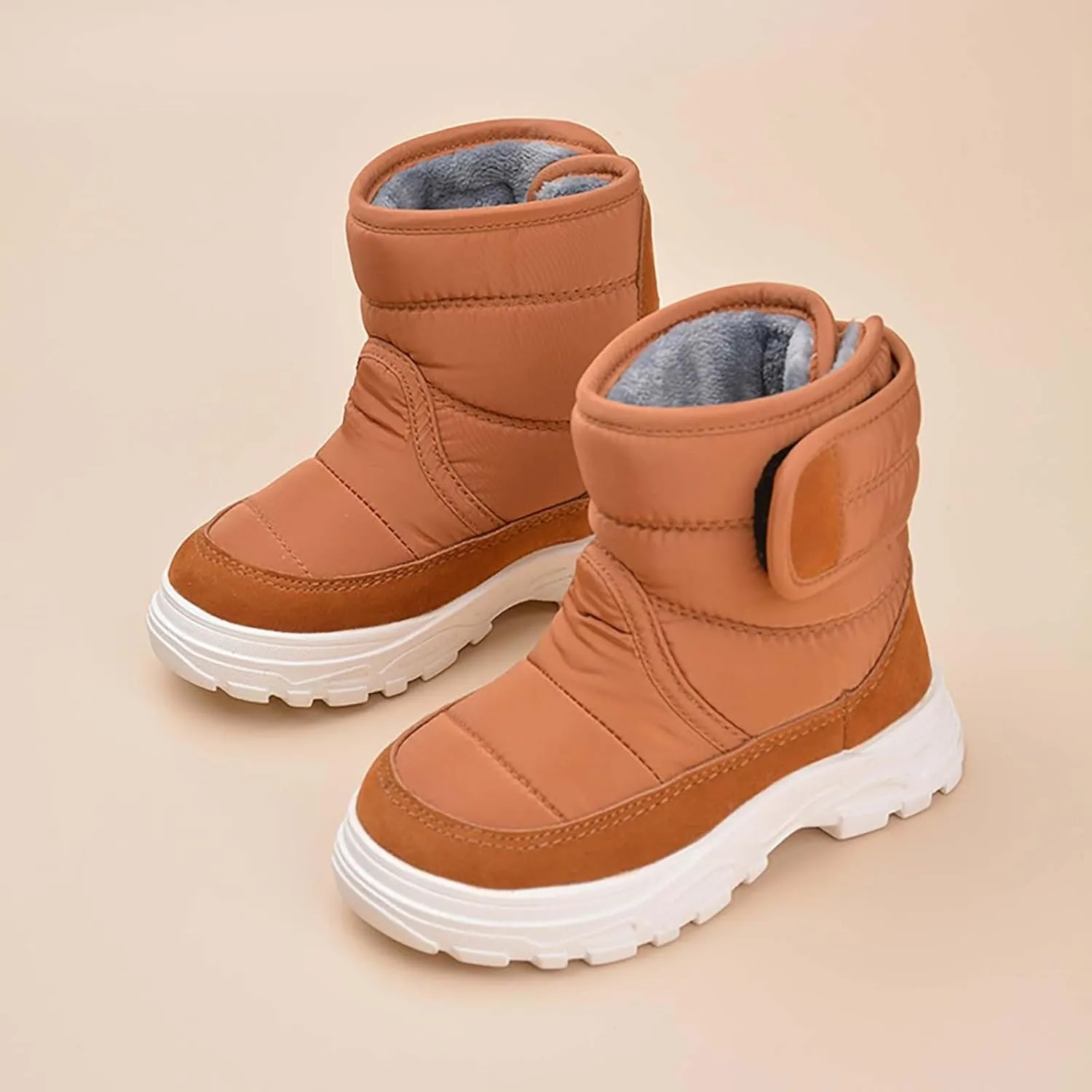 Snow Boots for Kids Boys Girls Winter High Top Non-Slip Shoes Cold Weather Faux F𝘂r Lined Outdoor Sport Sneaker