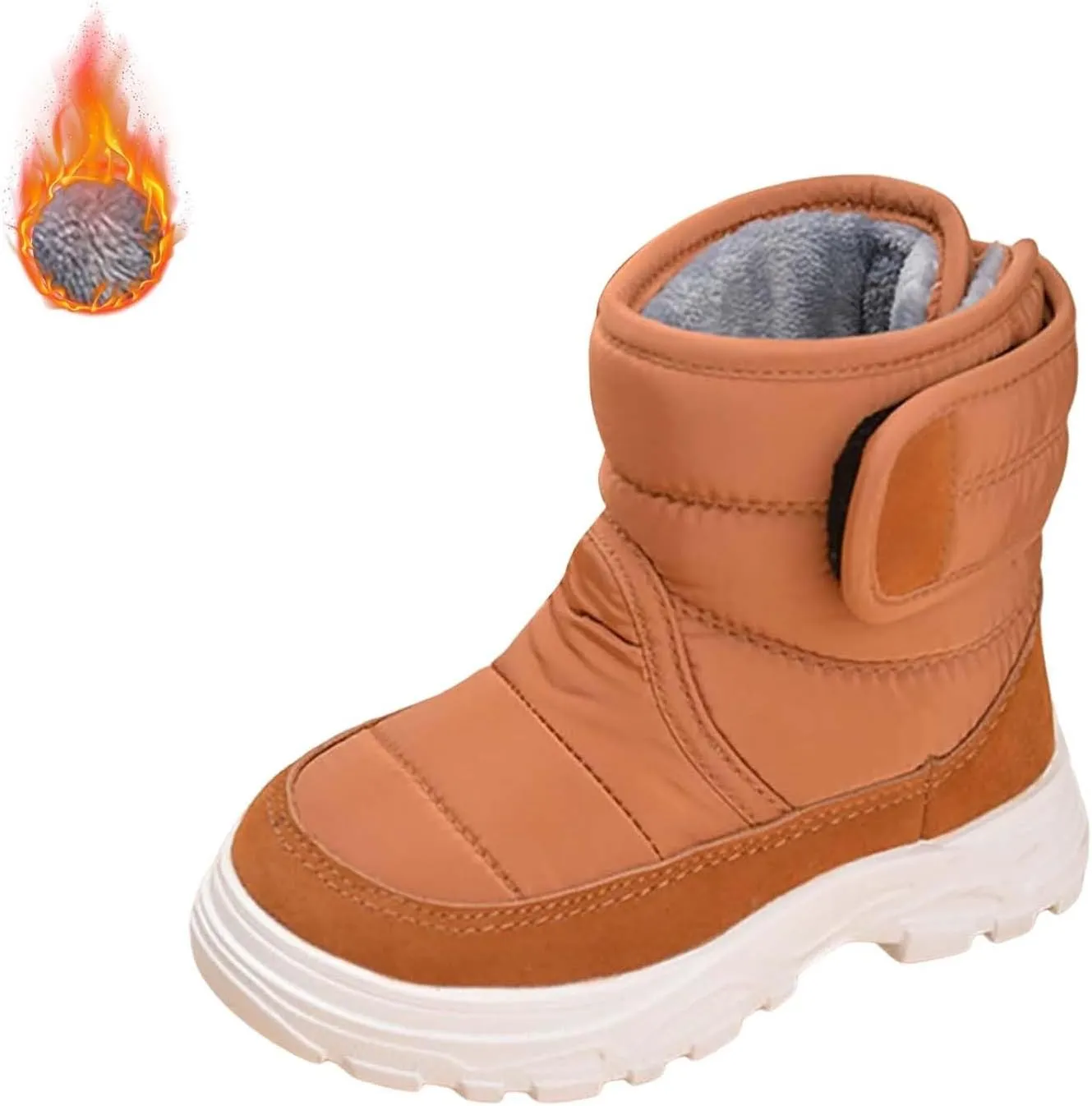 Snow Boots for Kids Boys Girls Winter High Top Non-Slip Shoes Cold Weather Faux F𝘂r Lined Outdoor Sport Sneaker