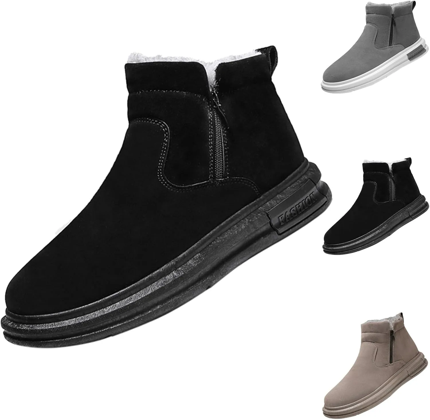 Snow Boots for Men Winter Warm Plush Lined Ankle Booties Waterproof Slip On Shoes Insulated Non Slip Boots Outdoor