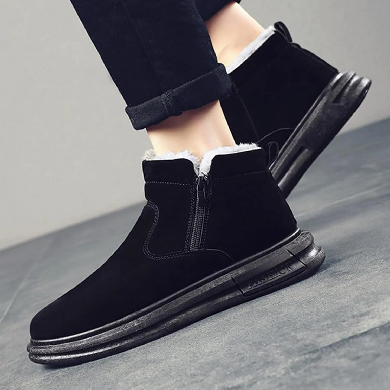 Snow Boots for Men Winter Warm Plush Lined Ankle Booties Waterproof Slip On Shoes Insulated Non Slip Boots Outdoor