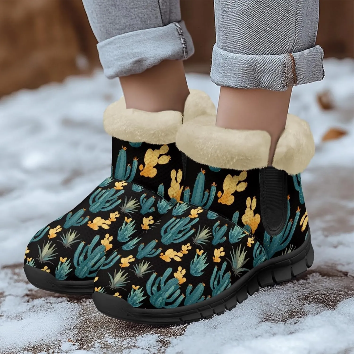 Snow Boots for Women -Fashion Winter Warm Snow Boots Anti-Slip outdoor Furry bootie for men women