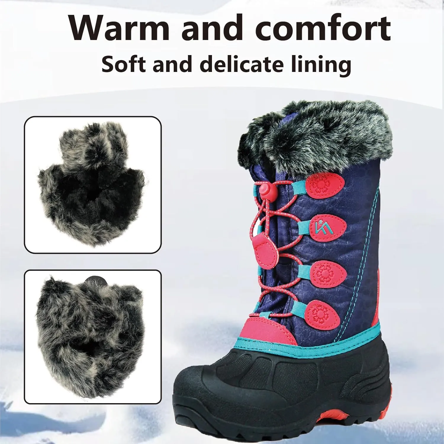 Snow Boots Kids Waterproof Durable and Slip Resistant Winter Snow Boots for Boys and Girls with Insulated Fleece Lining Perfect for Snowy Adventures Ideal Snow Boots toddler to Keep Feet Warm and Dry