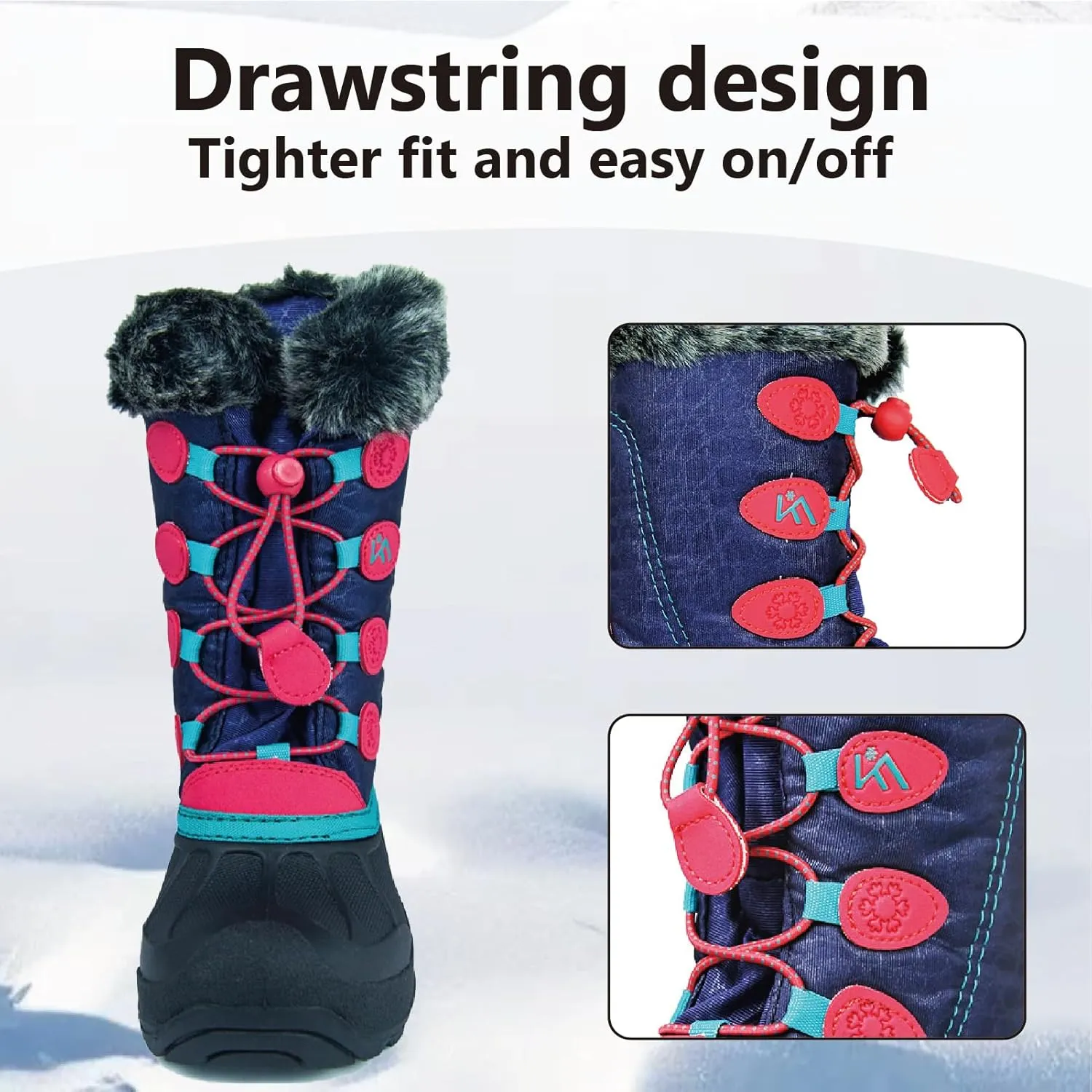 Snow Boots Kids Waterproof Durable and Slip Resistant Winter Snow Boots for Boys and Girls with Insulated Fleece Lining Perfect for Snowy Adventures Ideal Snow Boots toddler to Keep Feet Warm and Dry