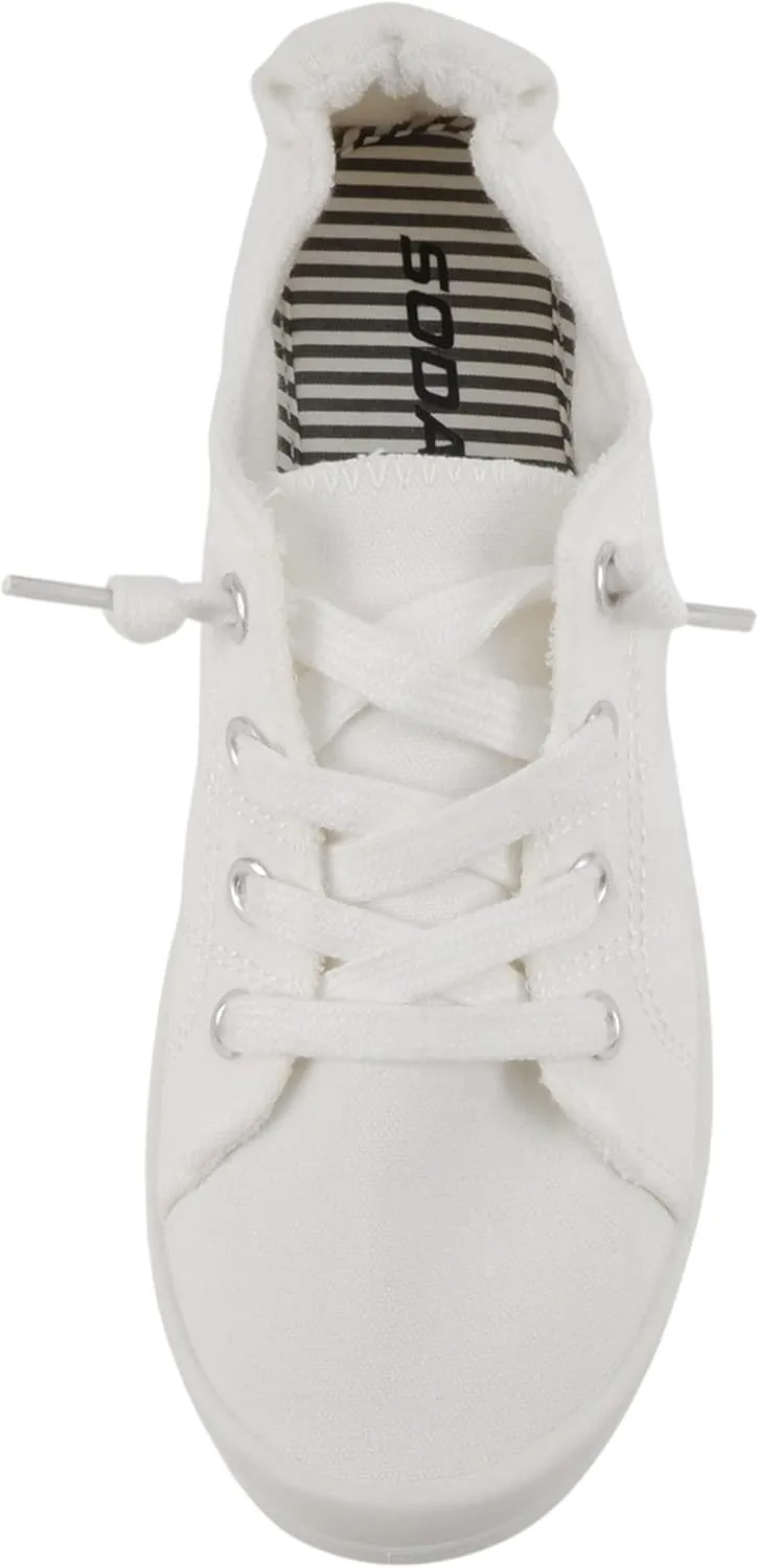 Soda Flat Women Shoes Linen Canvas Slip On Sneakers Lace Up Style Loafers Zig-S