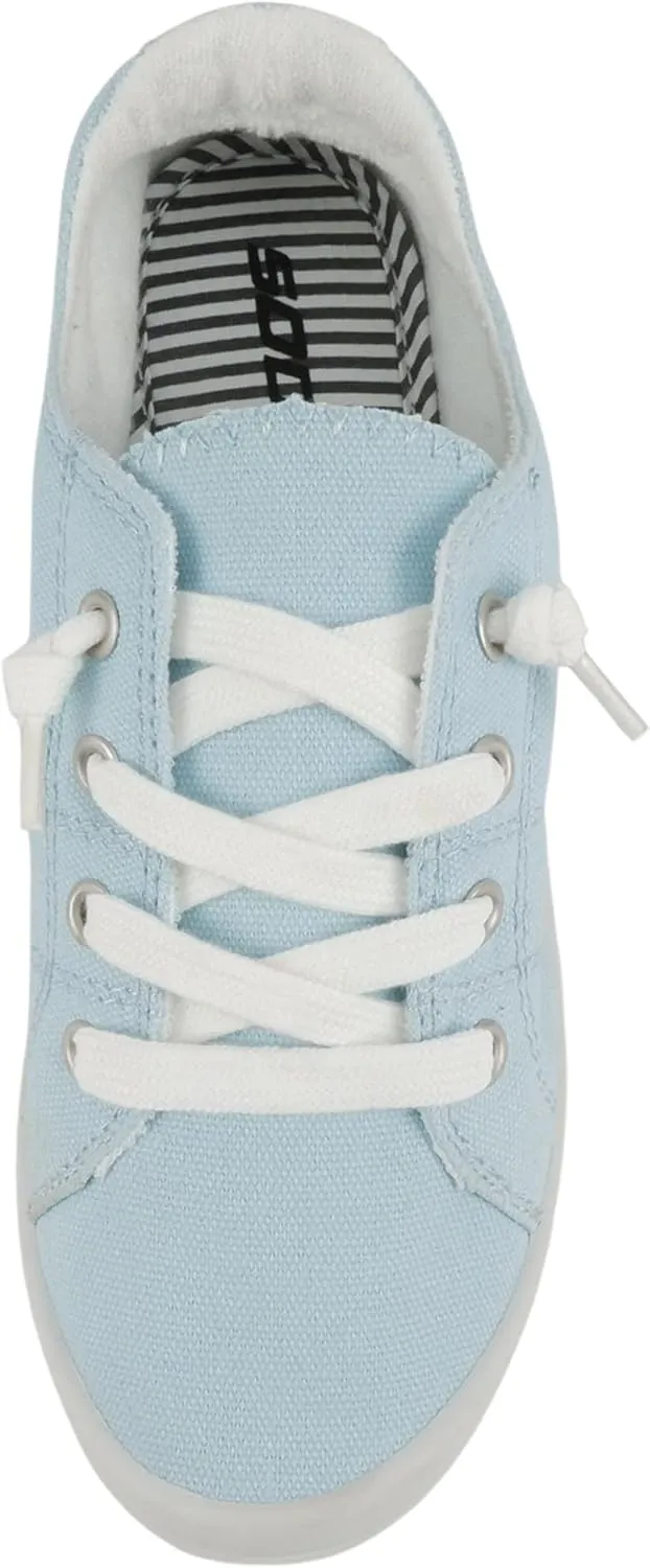 Soda Flat Women Shoes Linen Canvas Slip On Sneakers Lace Up Style Loafers Zig-S
