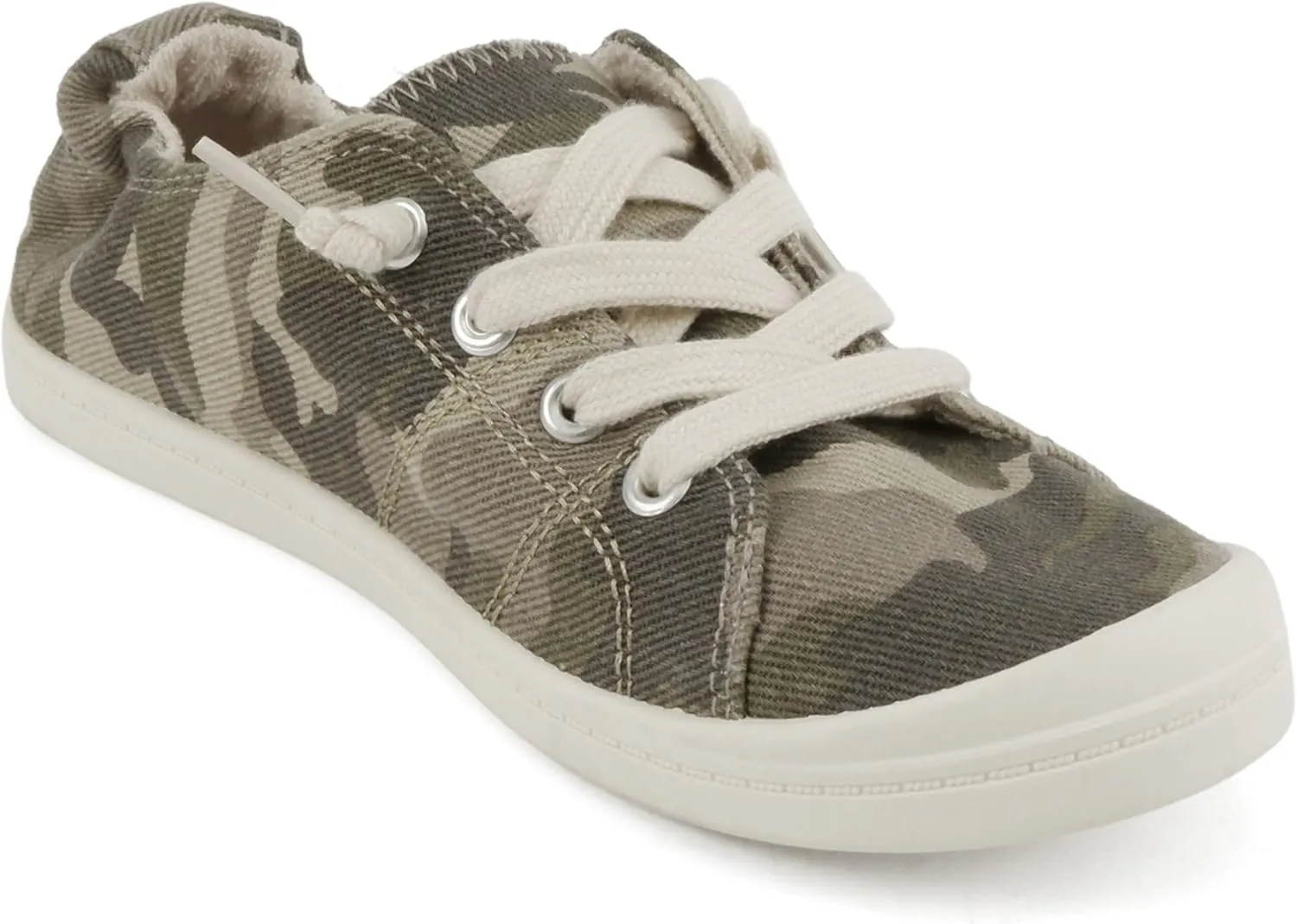 Soda Flat Women Shoes Linen Canvas Slip On Sneakers Lace Up Style Loafers Zig-S