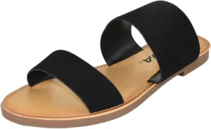 Soda Shoes Women's Sandals Double Strap Flip Flops Slides Wide Fit W-Abbey