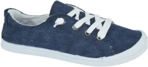 Soda Zig-S Navy Flat Linen Canvas Lace Up Loafers Style Slip On Fashion Sneakers (Navy, 7)